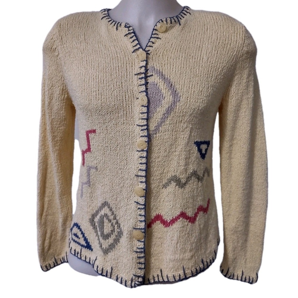 Christopher & Banks Knit Sweater Women's  Large Long Sleeves Embroidered Button